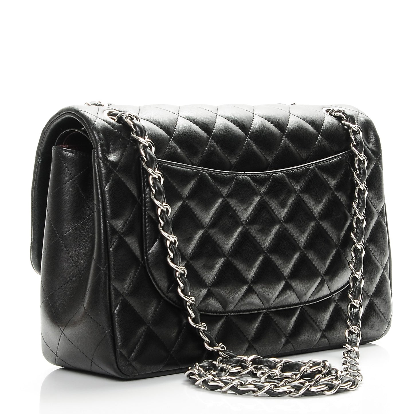 Lambskin Quilted Jumbo Double Flap Black