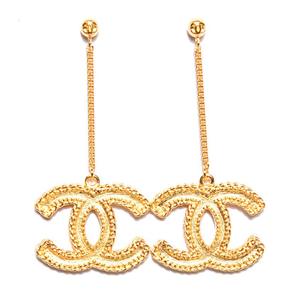 Chanel CC Drop Earrings Matte Gold 1 of 4