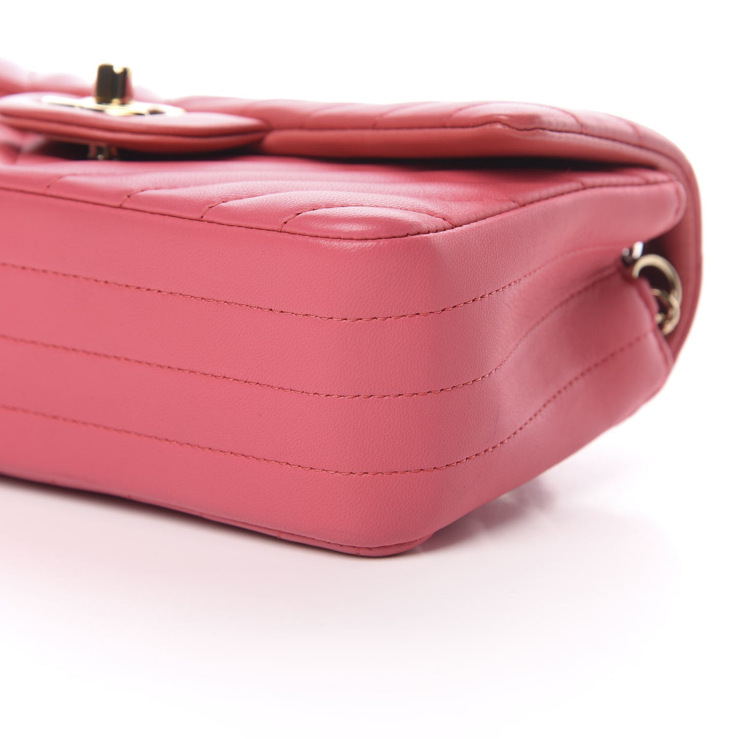 Lambskin Chevron Quilted Mini Rectangular Flap Pink