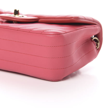 Chanel Lambskin Chevron Quilted Mini Rectangular Flap Pink 10 of 10