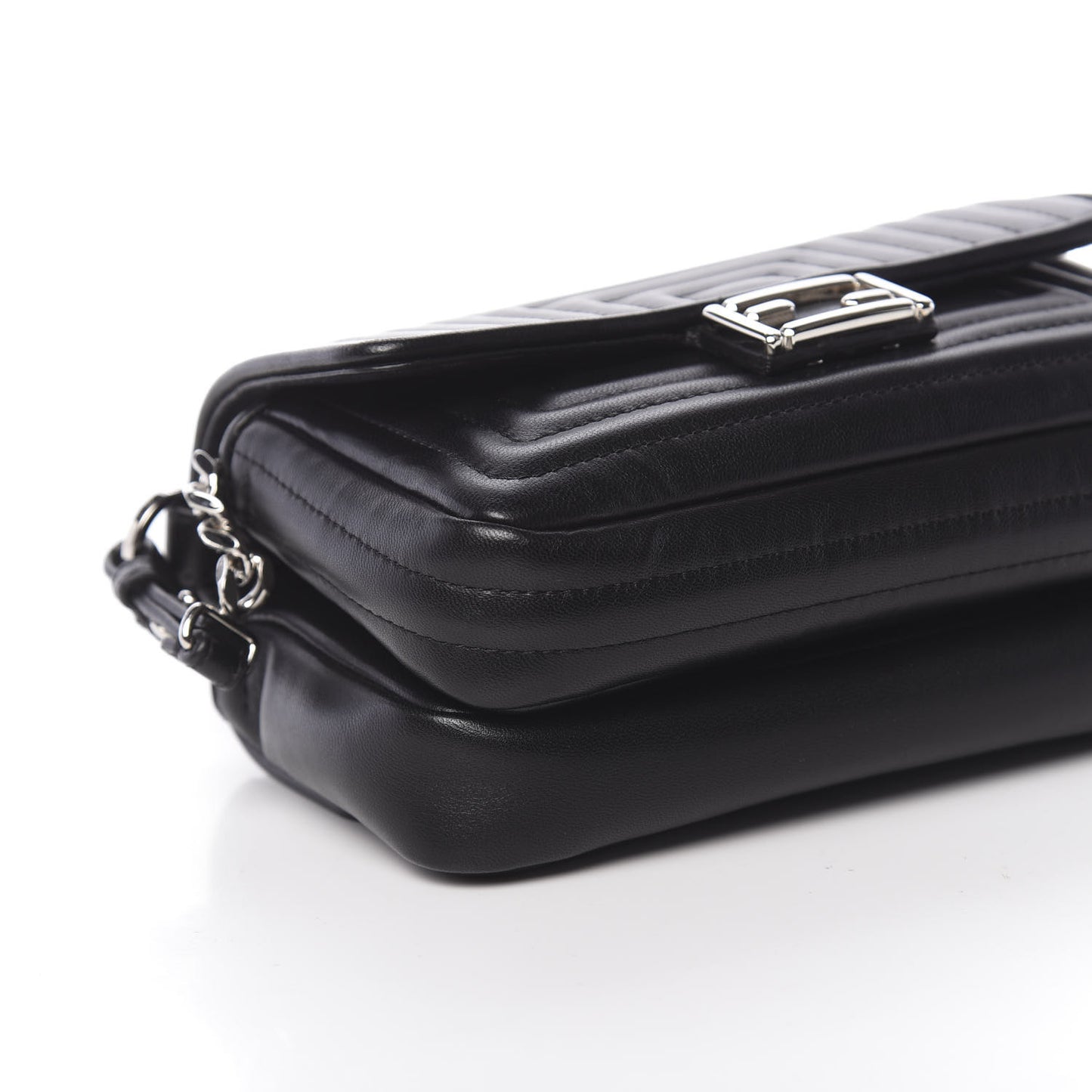 Shiny Nappa Trapuntata Micro Double Baguette Black