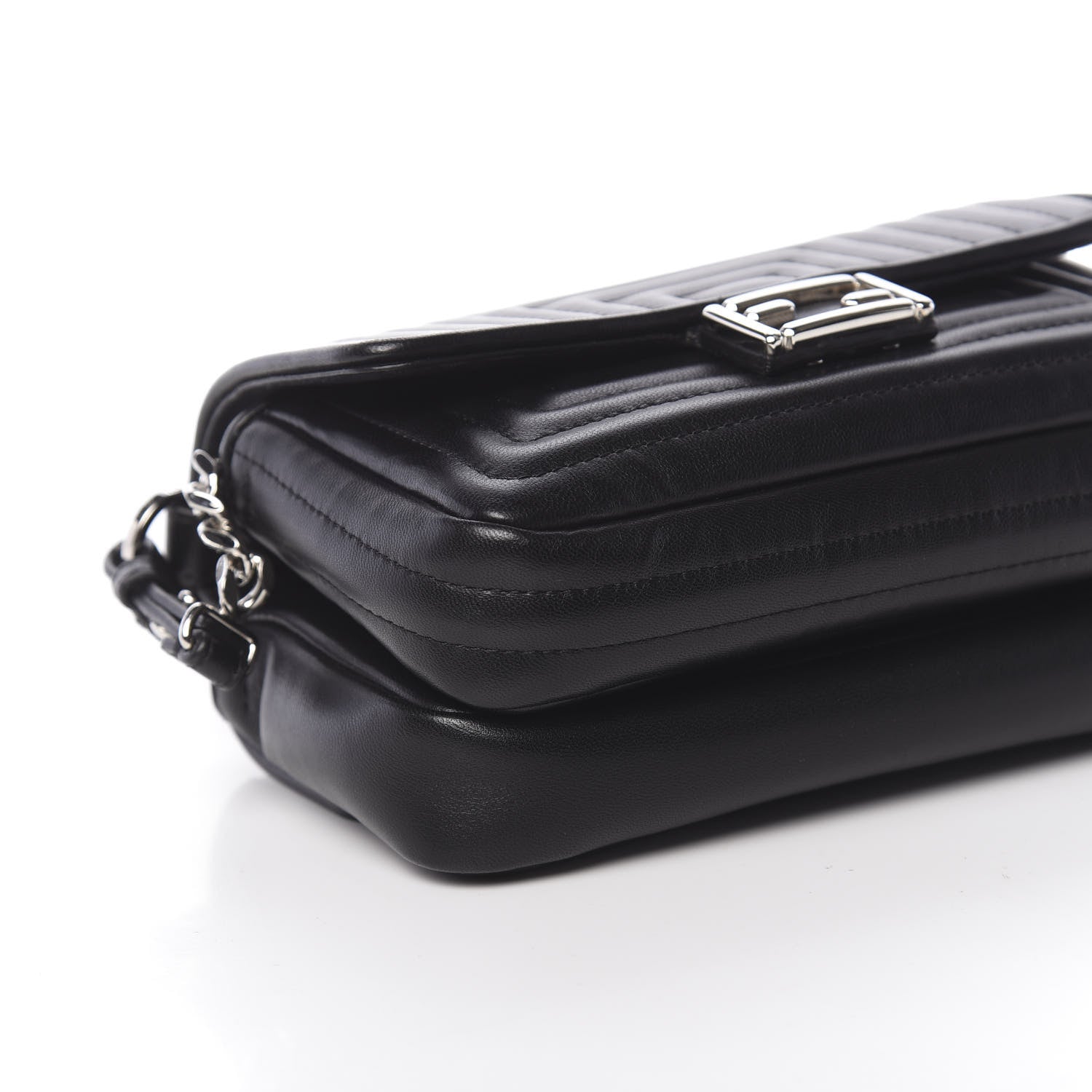 Fendi Shiny Nappa Trapuntata Micro Double Baguette Black 9 of 12