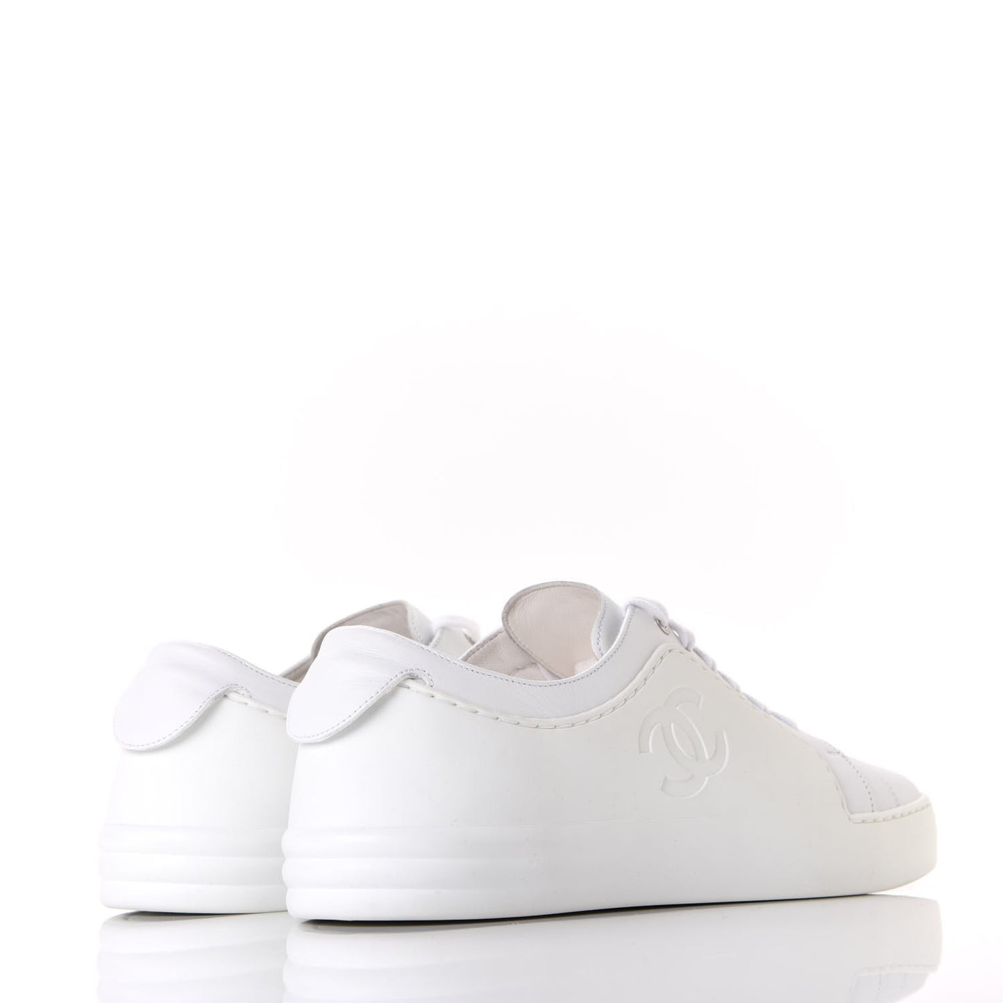 Calfskin Gum Womens CC Sneakers 39 White