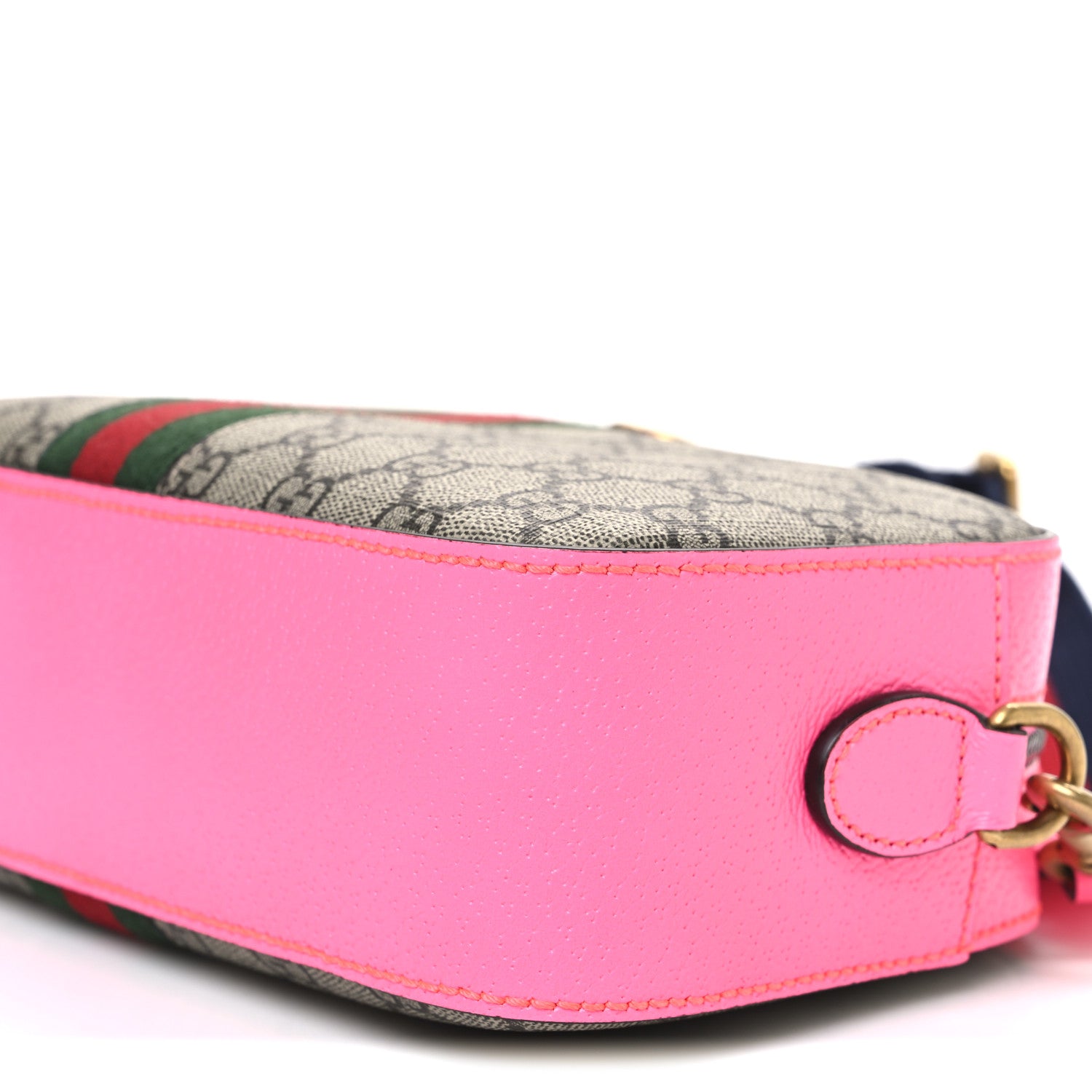 Gucci GG Supreme Monogram Textured Dollar Calfskin Web Ophidia Small Crossbody Bag Beige Ebony Fuchsia 10 of 10