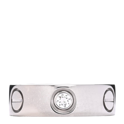 Cartier 18K White Gold 3 Diamond 5.5mm LOVE Ring 46 3.75 1 of 4
