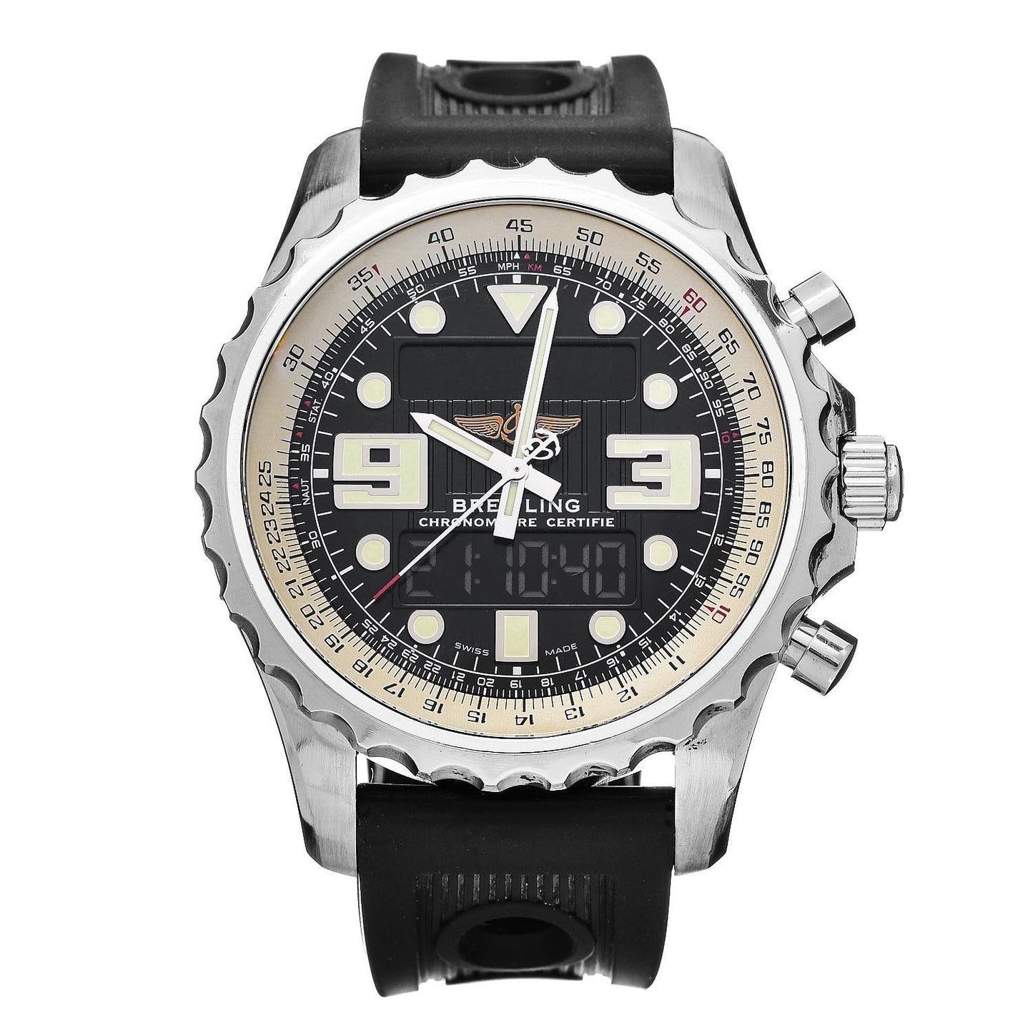 Stainless Steel 48mm Chronospace Chronograph Quartz Watch Black A78365