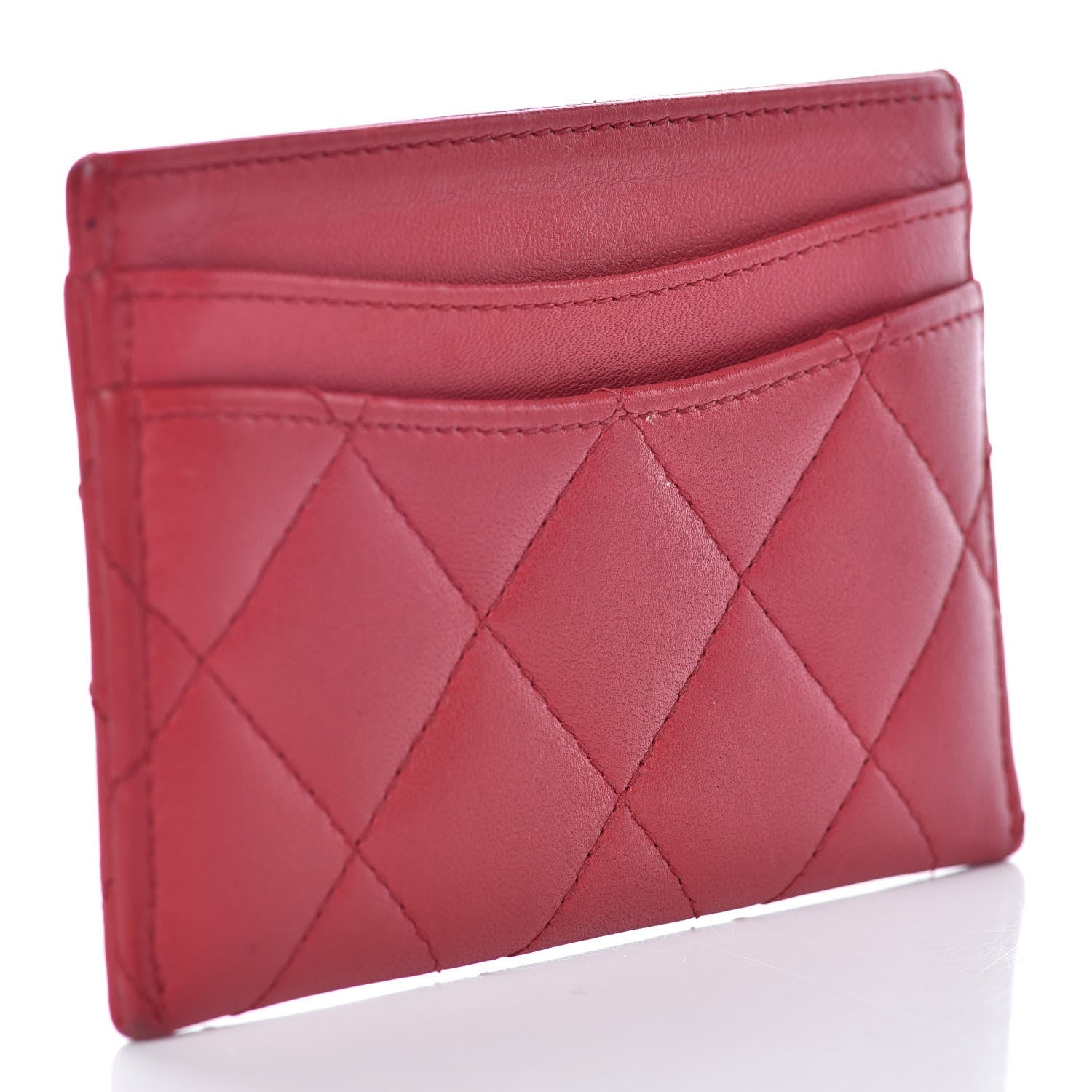 Chanel Lambskin Quilted Card Holder Dark Pink 3 of 10