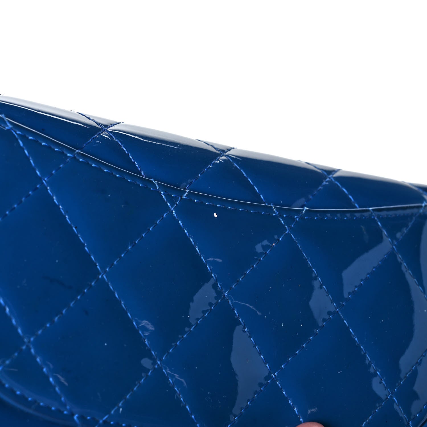 Chanel Patent Calfskin Quilted Large Flap Wallet Blue 10 of 12