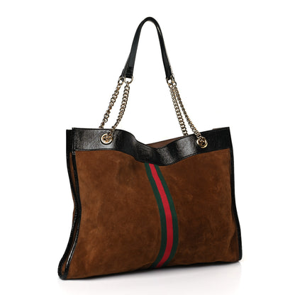 Gucci Suede Patent Large Rajah Chain Tote Nocciola Black 4 of 10