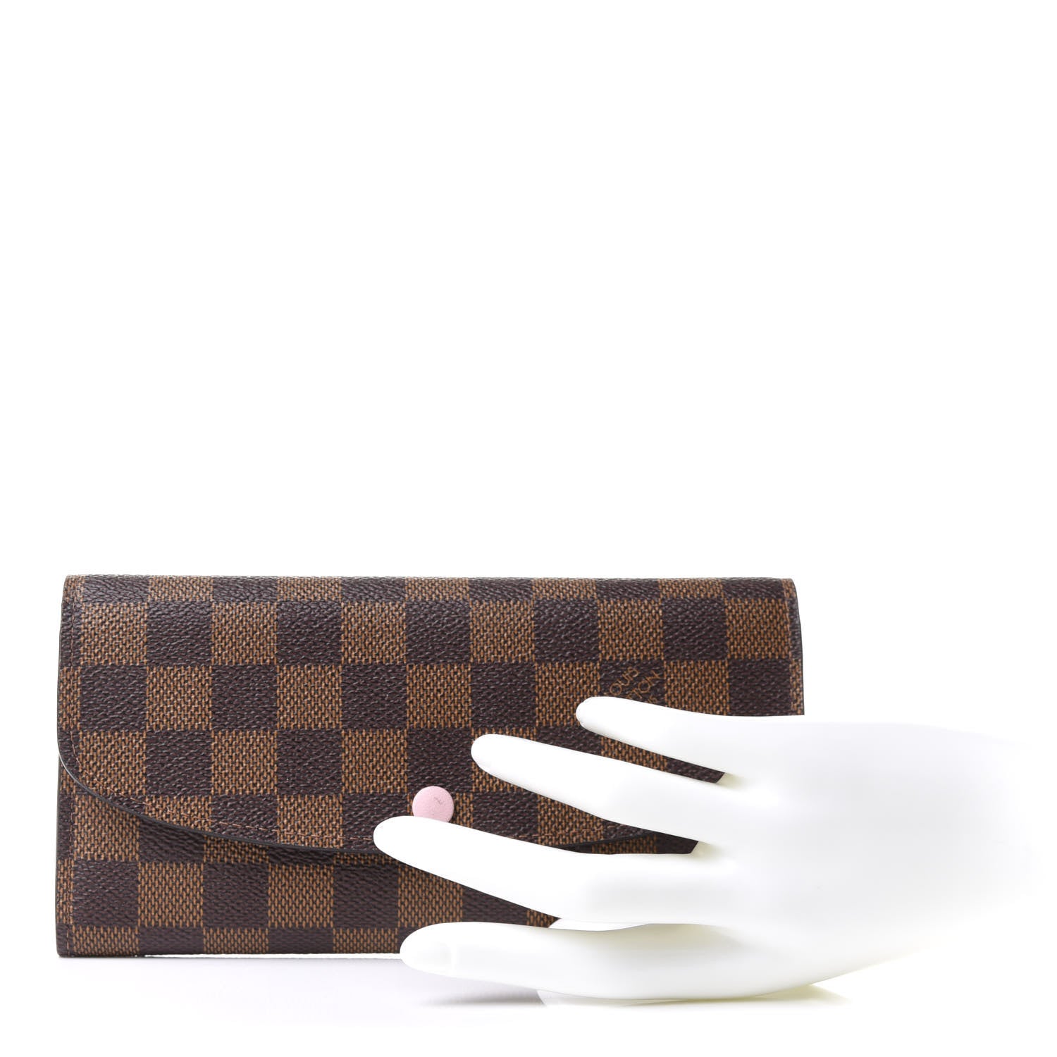 Louis Vuitton Damier Ebene Emilie Wallet Rose Ballerine 2 of 8