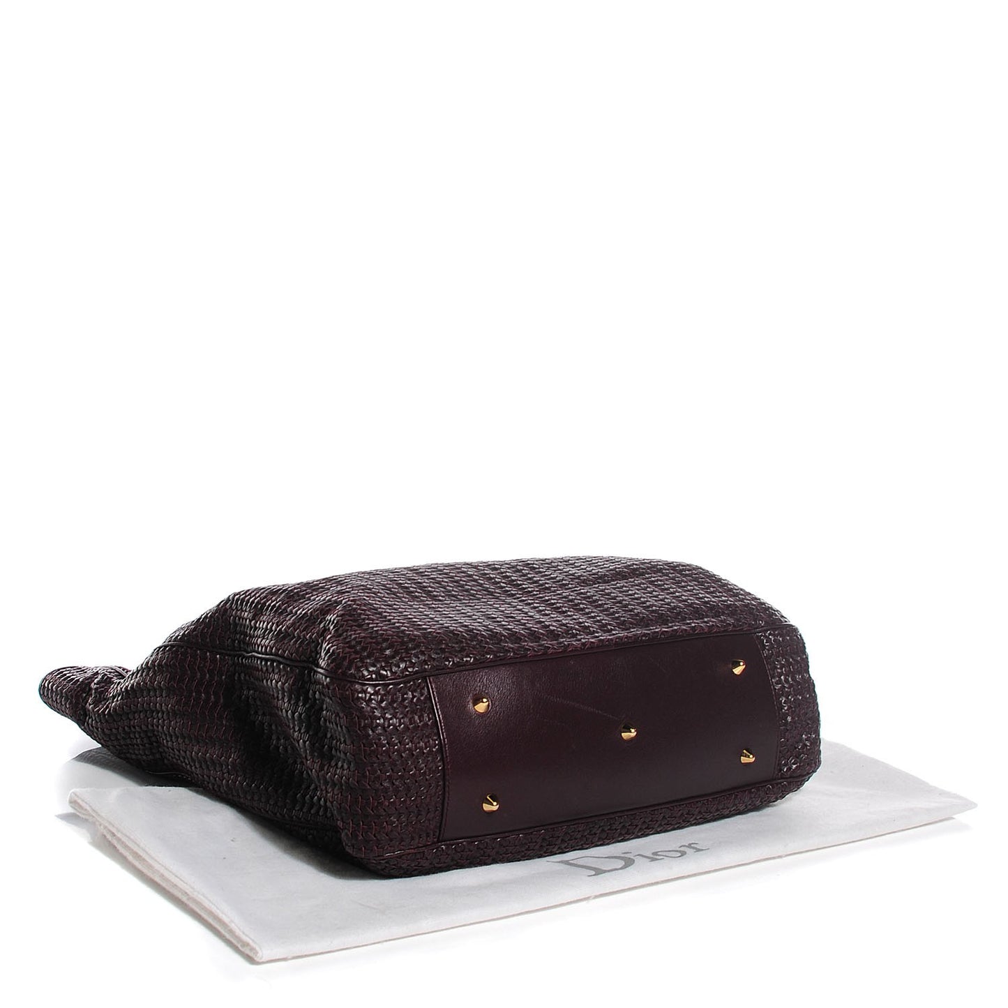 Lambskin Woven Large Dior Soft Tote Burgundy