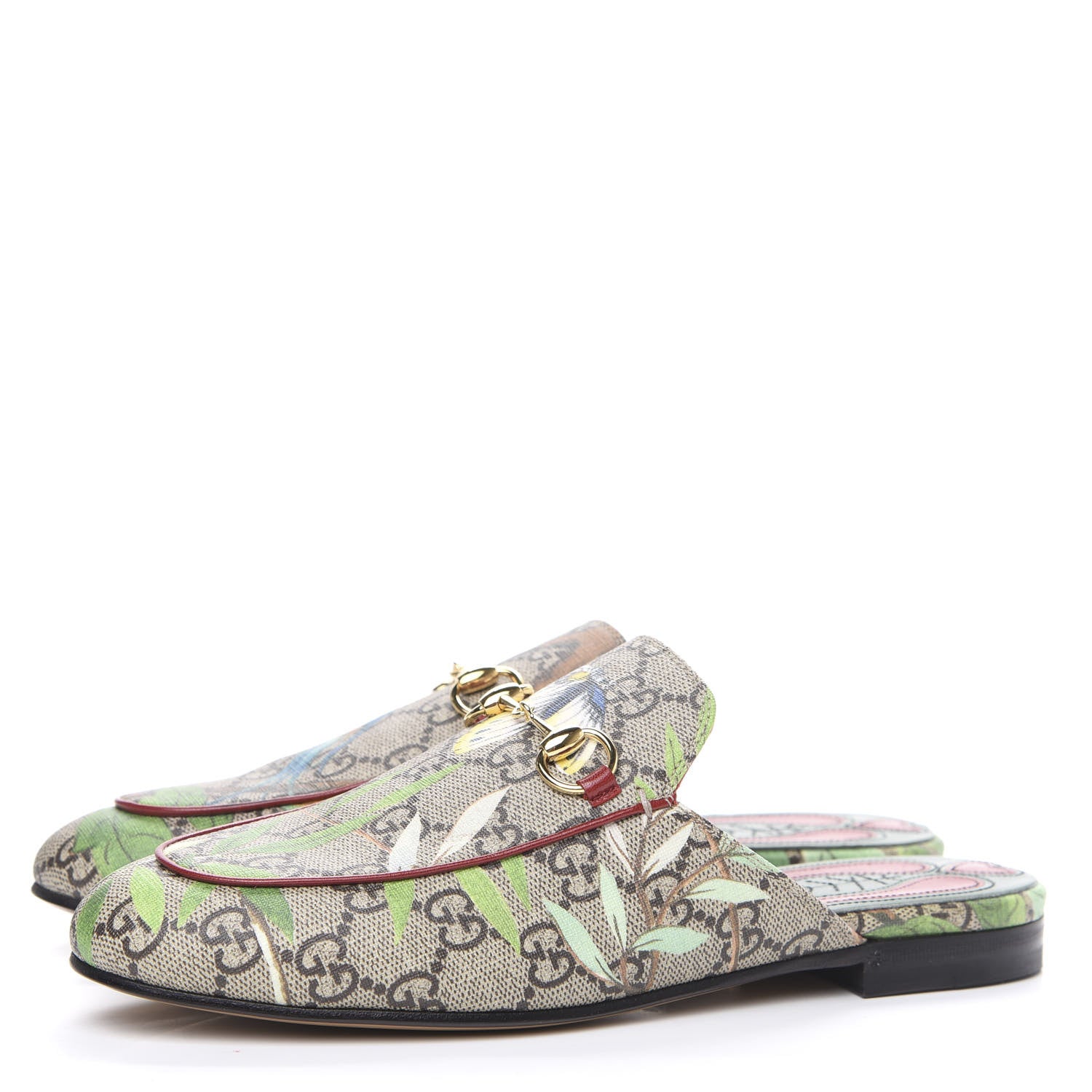 Gucci GG Supreme Monogram Tian Womens Princetown Slippers 36.5 Beige Ebony Multicolor 3 of 9