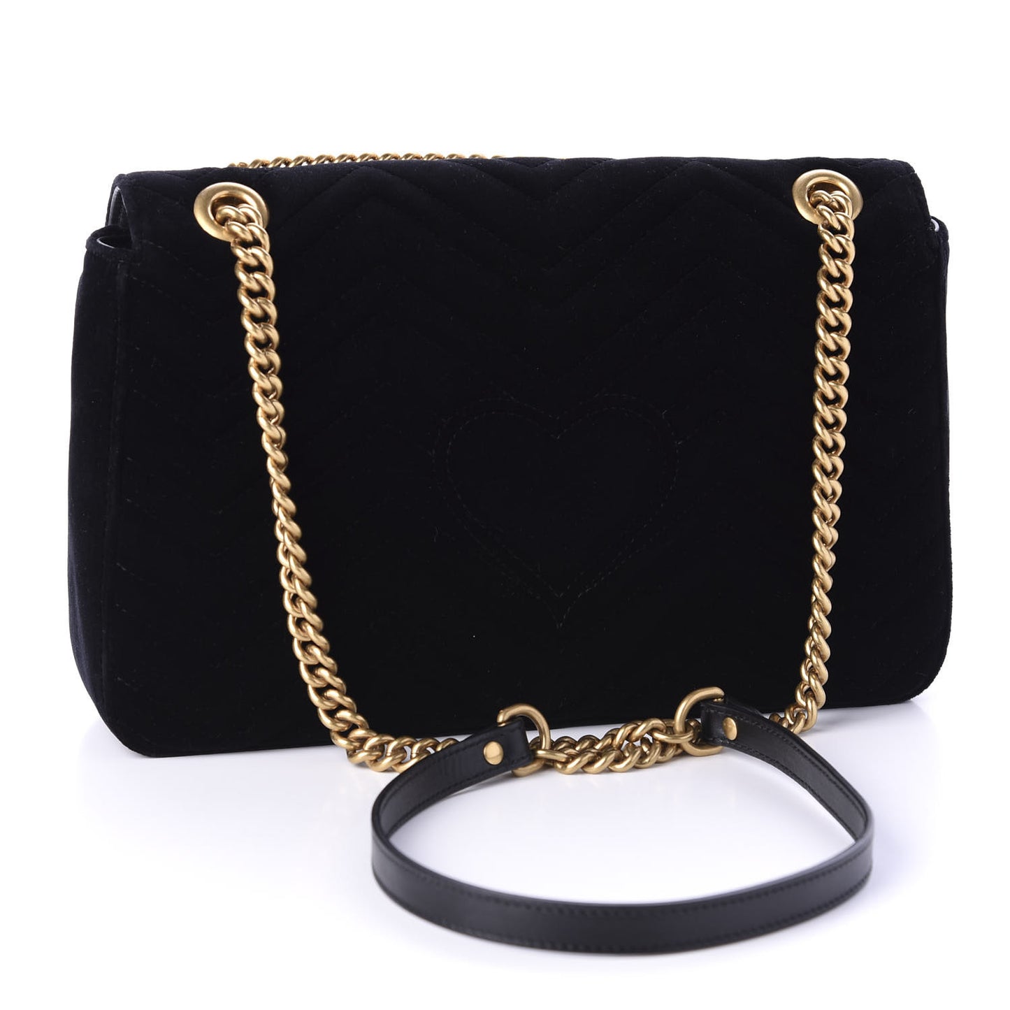 Velvet Matelasse Loved Embroidered Medium GG Marmont Shoulder Bag Black
