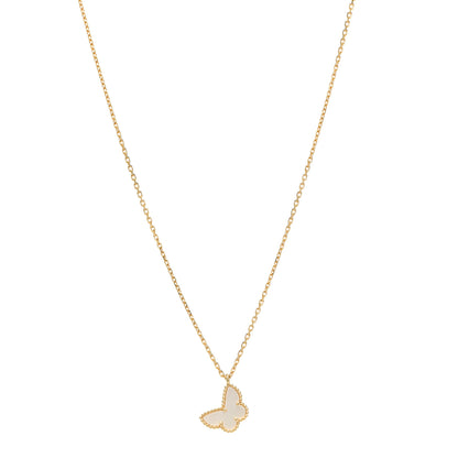Van Cleef & Arpels 18K Yellow Gold Mother of Pearl Sweet Alhambra Butterfly Pendant Necklace 1 of 7
