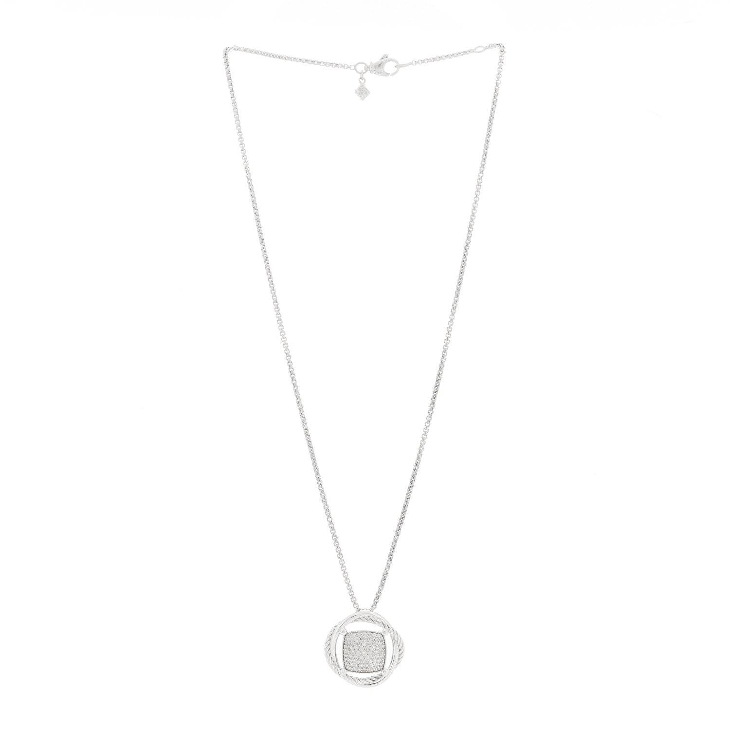 David Yurman Sterling Silver Diamond 25mm Infinity Pendant Necklace 2 of 5