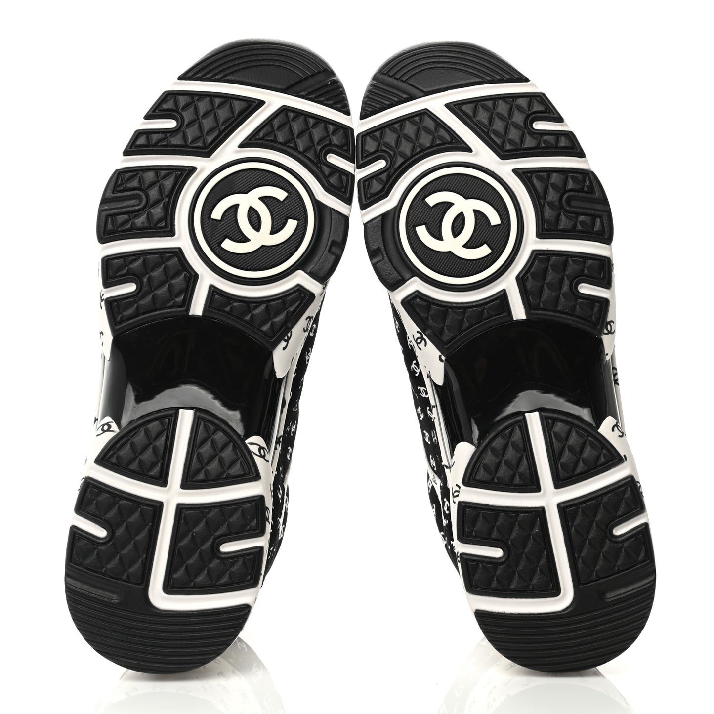 Nylon Suede Calfskin Printed CC Sneakers 39 White Black