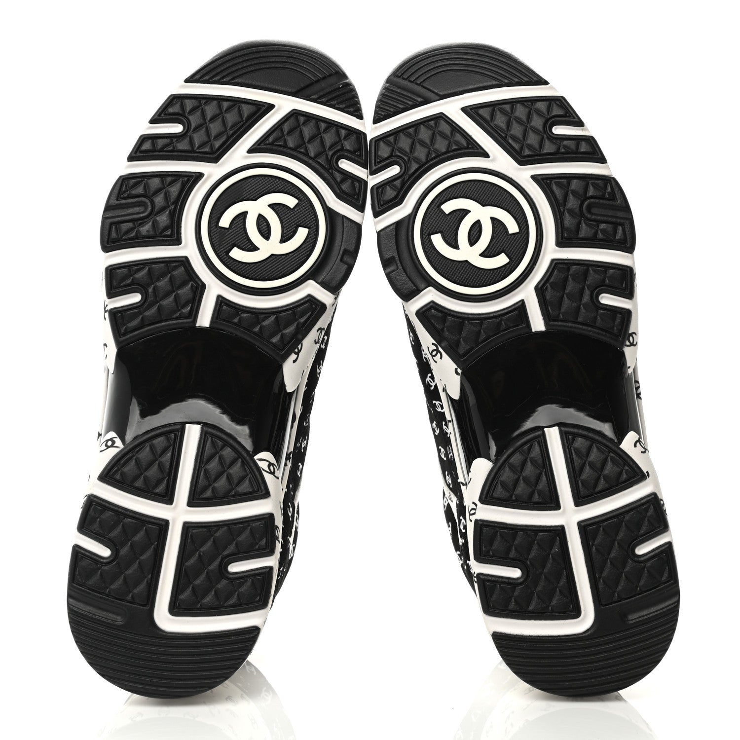 Chanel Nylon Suede Calfskin Printed CC Sneakers 39 White Black 5 of 8