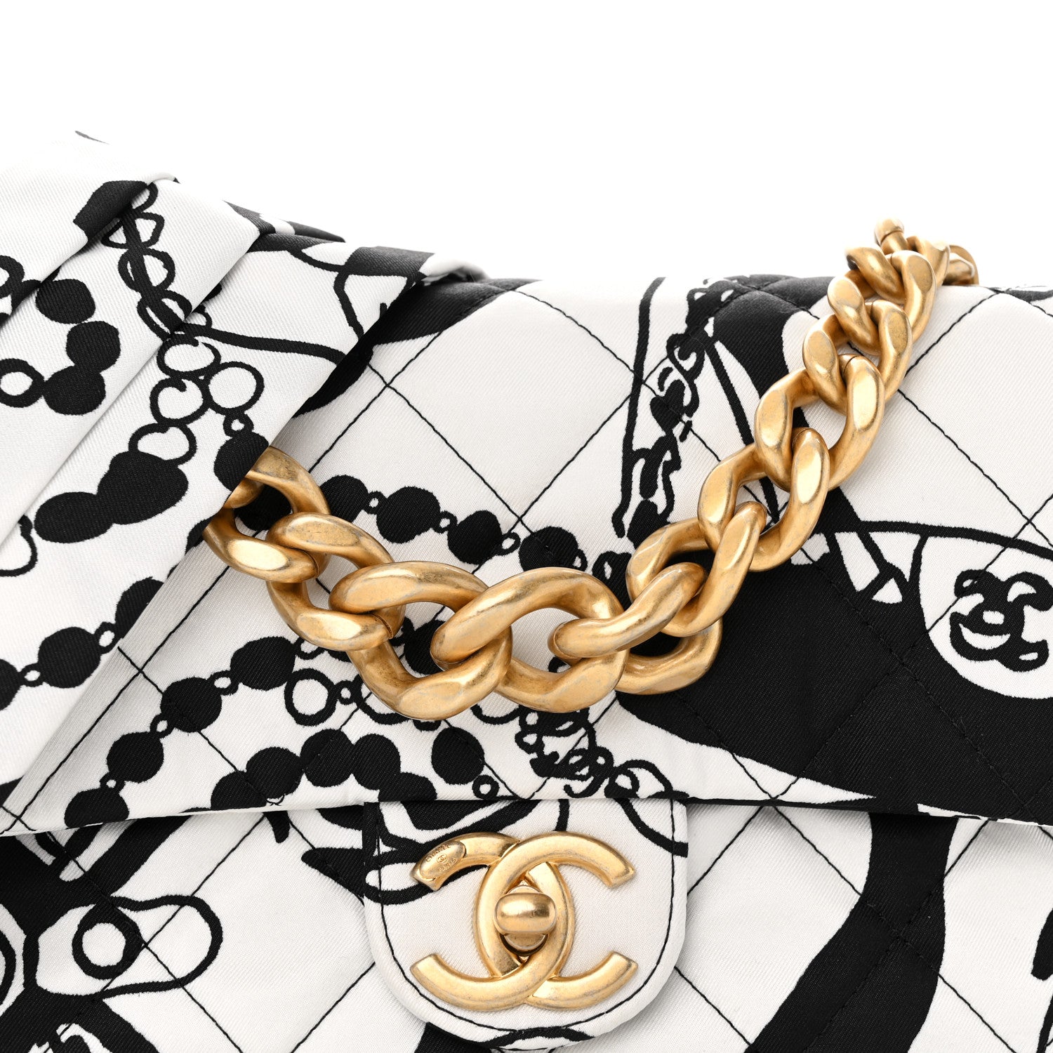 Chanel Canvas Printed Deer Coco Mini Single Flap Gray Black 9 of 12