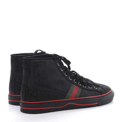 Gucci Econyl Nylon Web Monogram Off The Grid Mens 1977 Tennis High Top Sneakers 9.5 Black 4 of 7