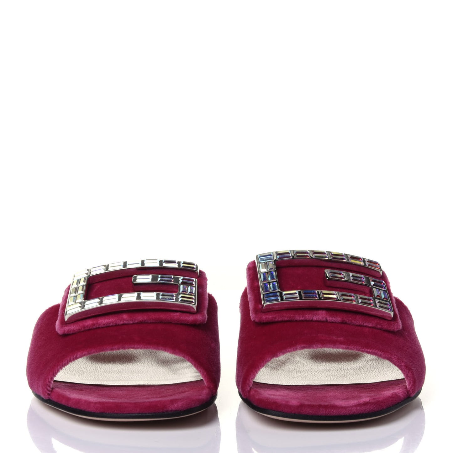 Velvet Crystal Square G Madelyn Slide Sandals 35 Light Raspberry Rose