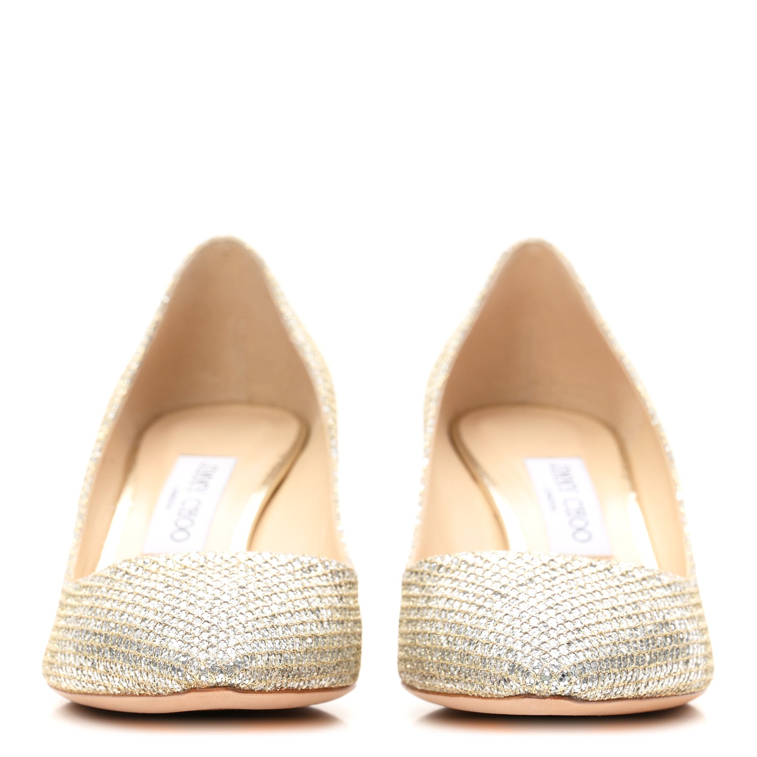 Jimmy Choo Lame Glitter Pointy Toe Romy 60 Pumps 39 Champagne 3 of 9