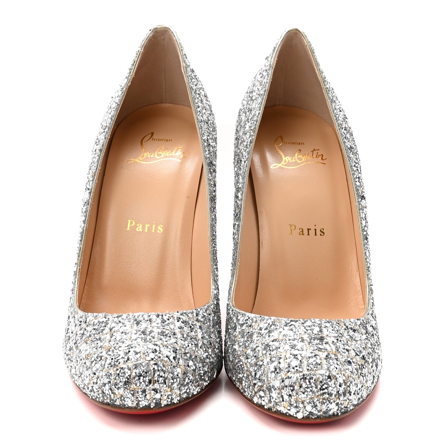 Christian Louboutin Glitter Canvas Aliglitter Fifille 100 Pumps 37 Silver 3 of 9