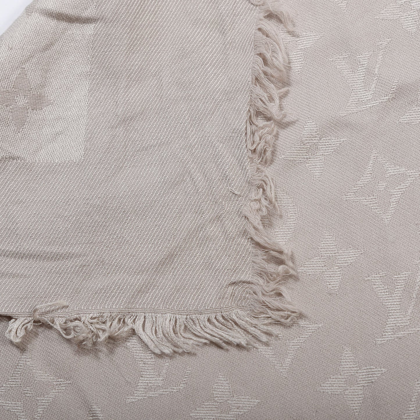 Silk Wool Monogram Shawl Greige