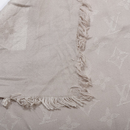 Louis Vuitton Silk Wool Monogram Shawl Greige 3 of 3
