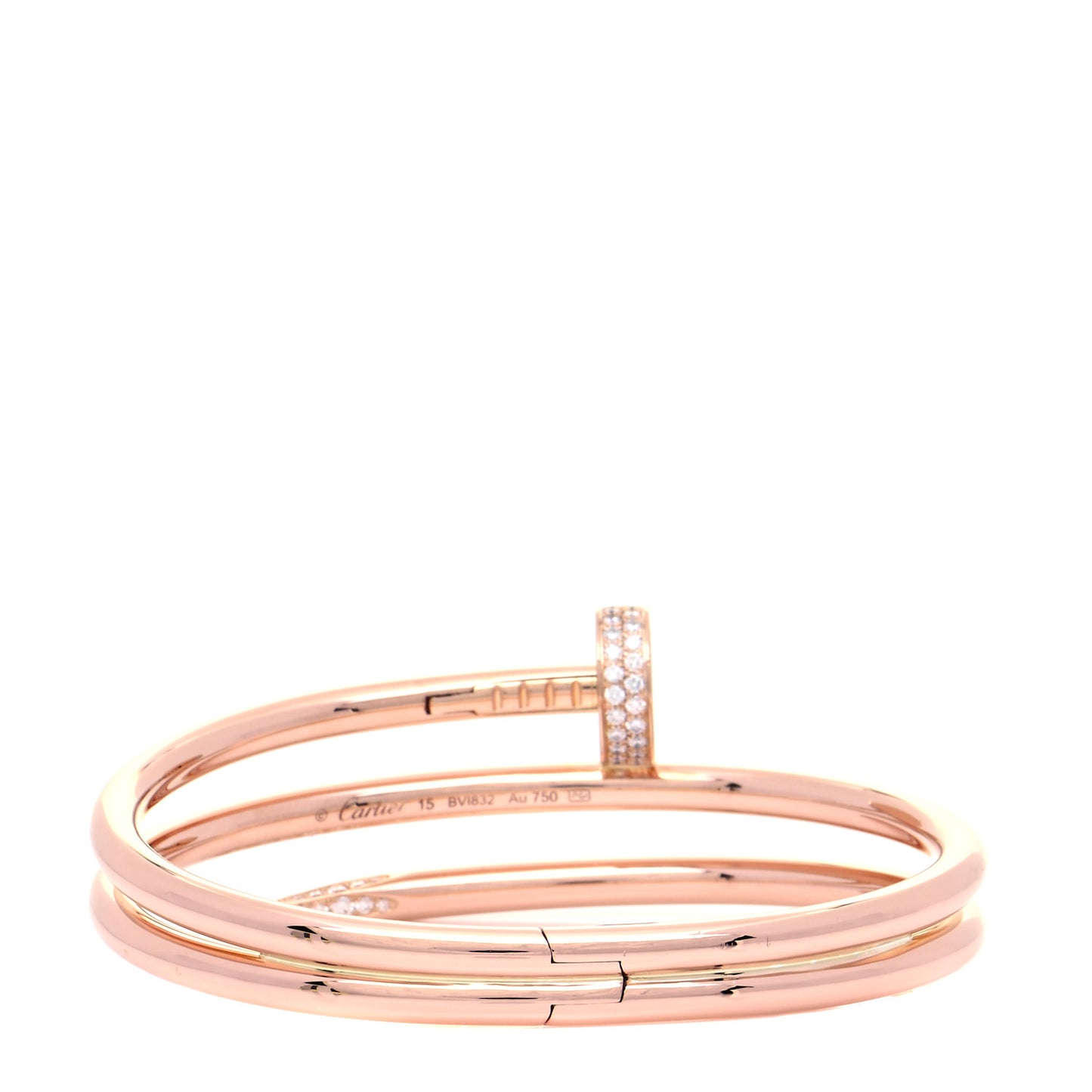 18K Pink Gold Diamond Double Wrap Juste Un Clou Bracelet 15