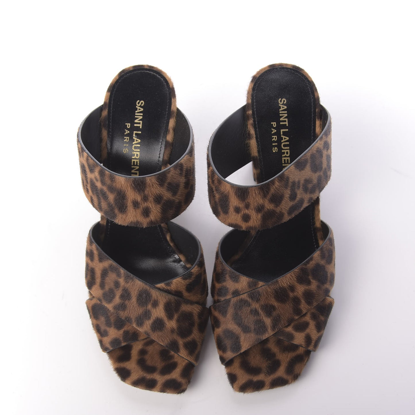 Ponyhair Leopard Print Oak 75 Ankle Strap Sandals 36.5 Brown