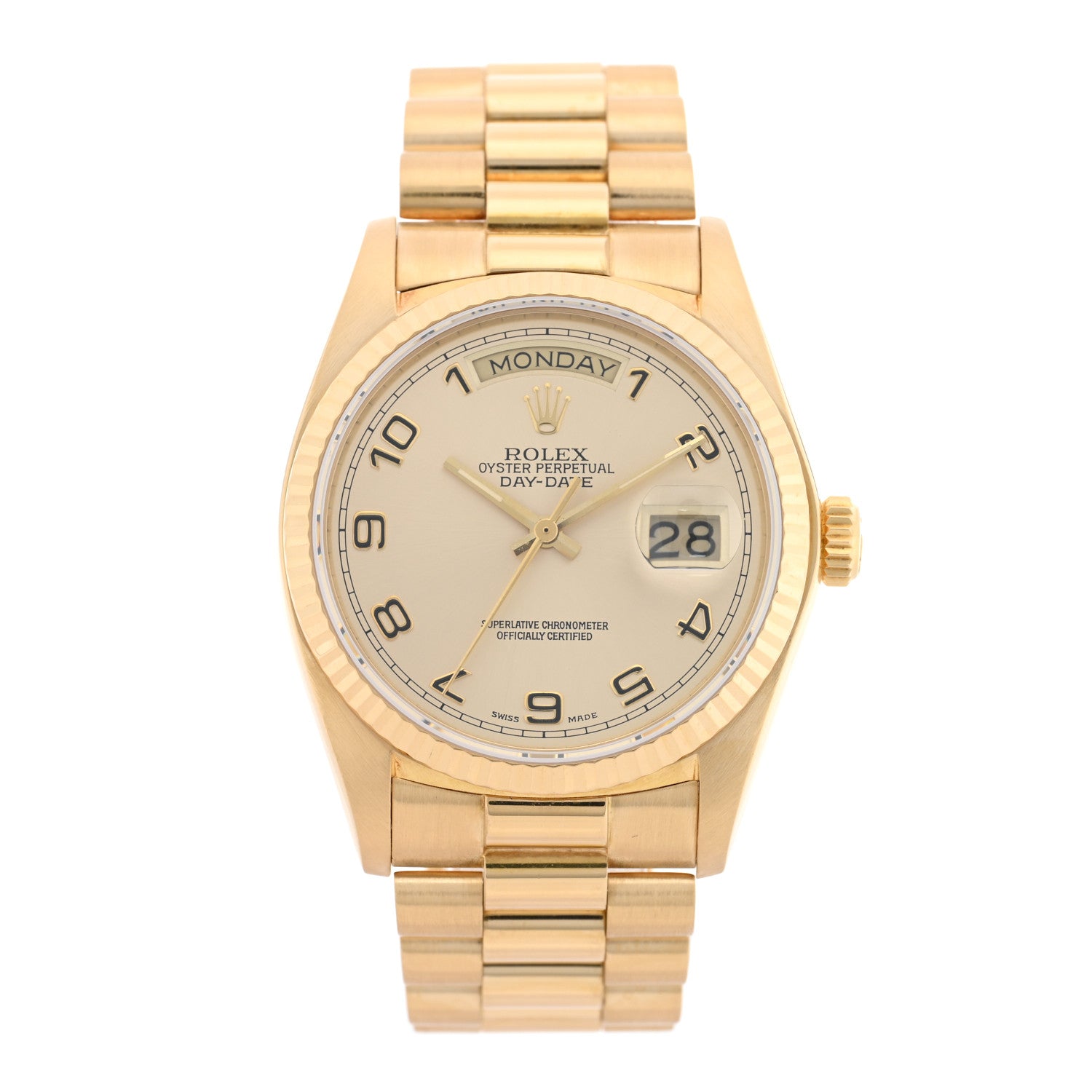 Rolex 18K Yellow Gold 36mm Oyster Perpetual Day-Date President Watch Champagne 18038 1 of 4