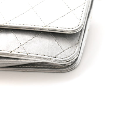 Chanel Metallic Aged Calfskin Quilted Wallet on Chain WOC Silver 12 of 14