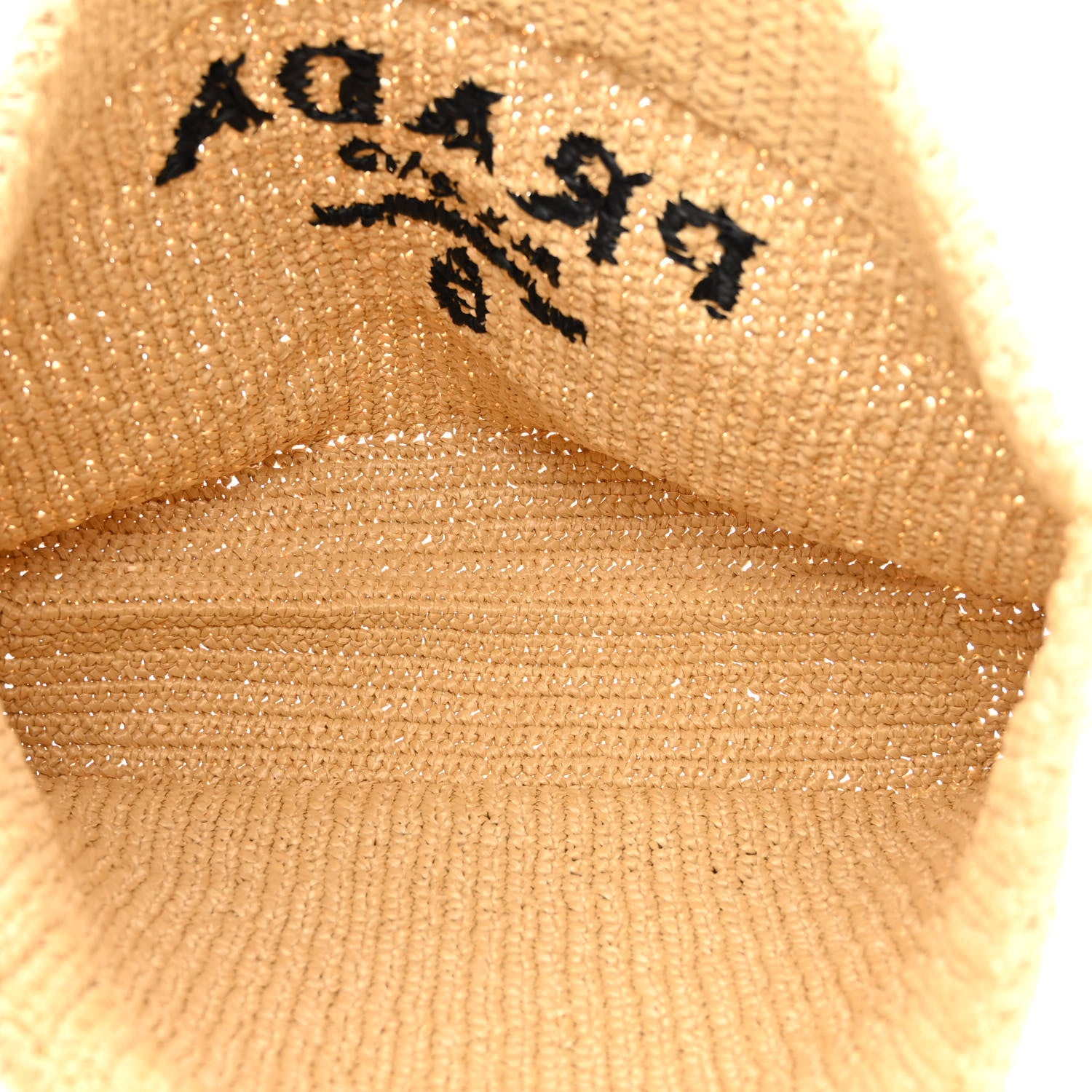 Prada Yarn Raffia Effect Crochet Embroidered Logo Tote Naturale 5 of 9