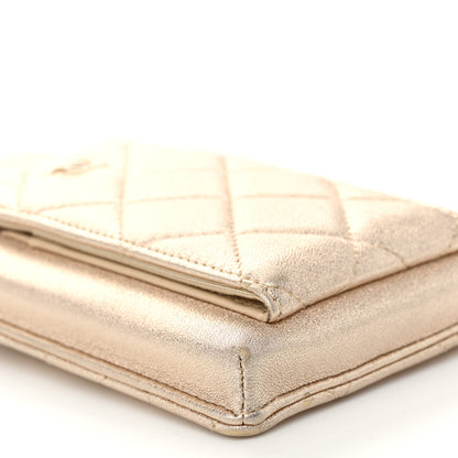 Chanel Metallic Lambskin Quilted Zip Phone Case Gold 9 of 12