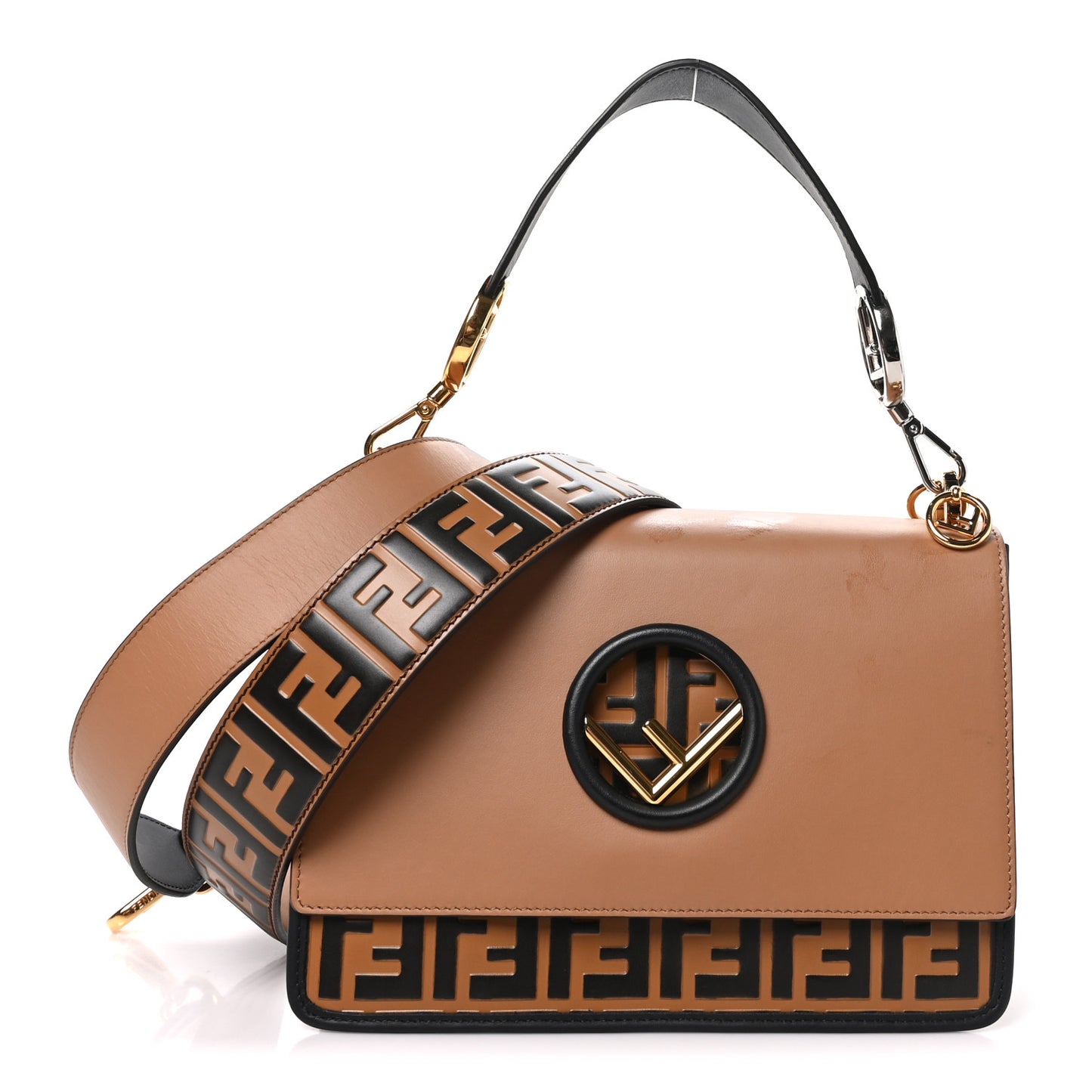Vitello Century F is Fendi FF Embossed Kan I Shoulder Bag Orzo Tobacco