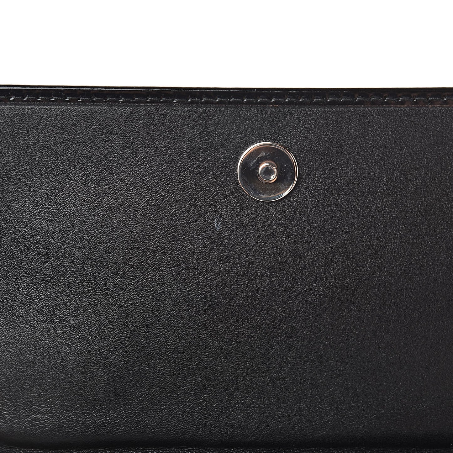 Laminated Calfskin Giant 12 Silver Hardware Money Wallet Black