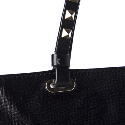 Valentino Garavani Textured Calfskin Medium Rockstud Tote Black 10 of 19