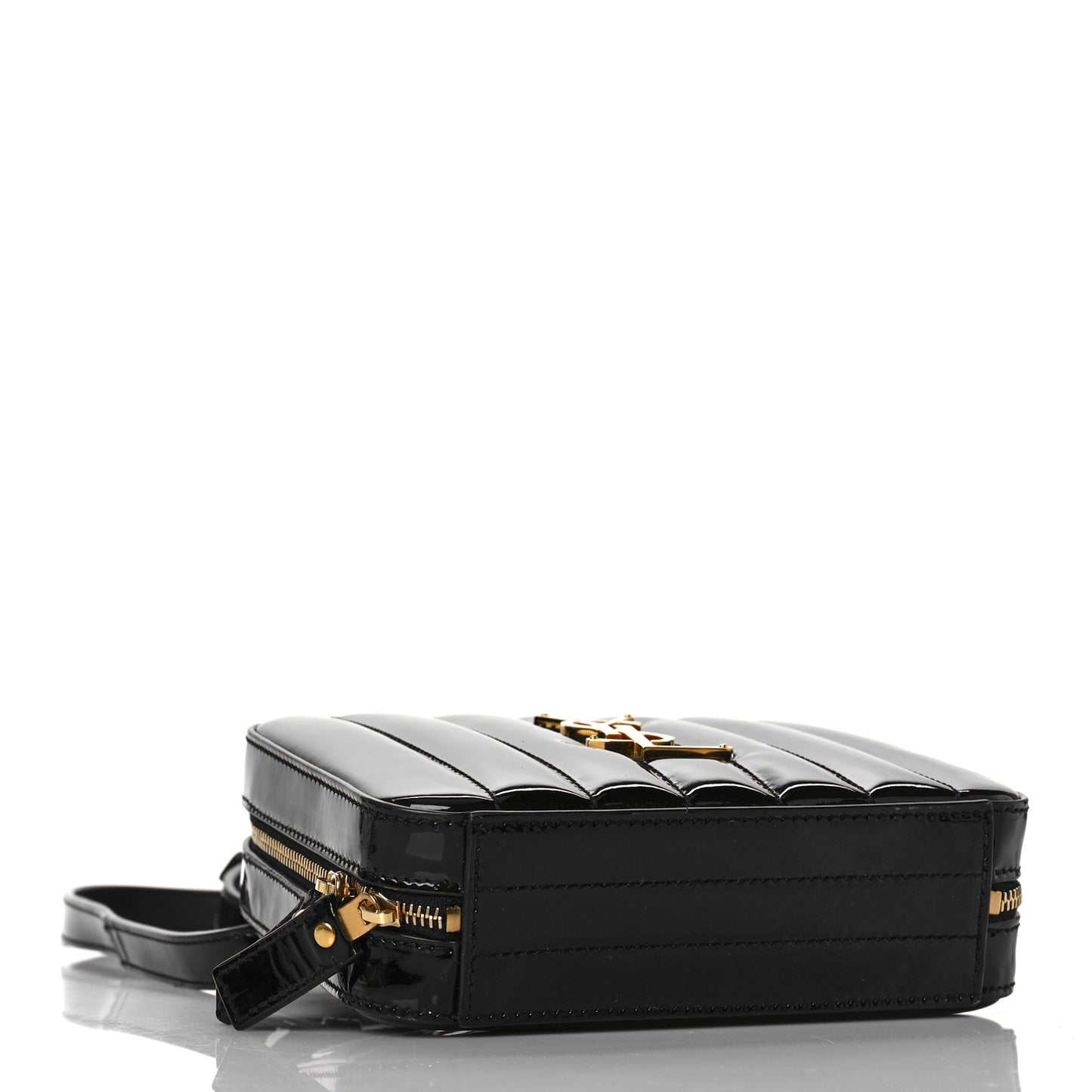 Patent Matelasse Vicky Monogram Belt Bag Black