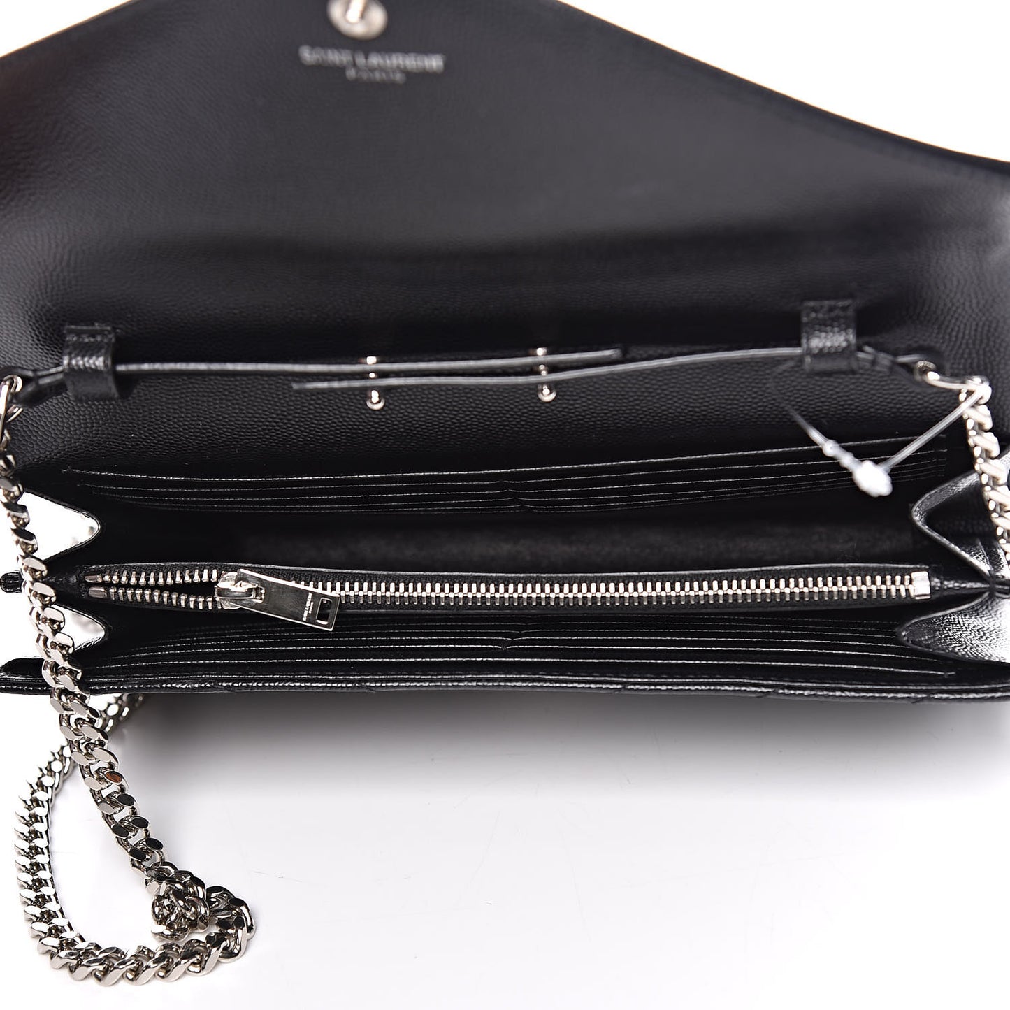 Grain De Poudre Matelasse Chevron Monogram Chain Wallet Black