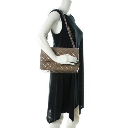 Chanel Patent Quilted Jumbo Double Flap Grey 2 of 8