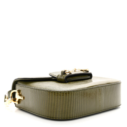 Gucci Lizard Web Mini Horsebit 1955 Shoulder Bag Green 4 of 10