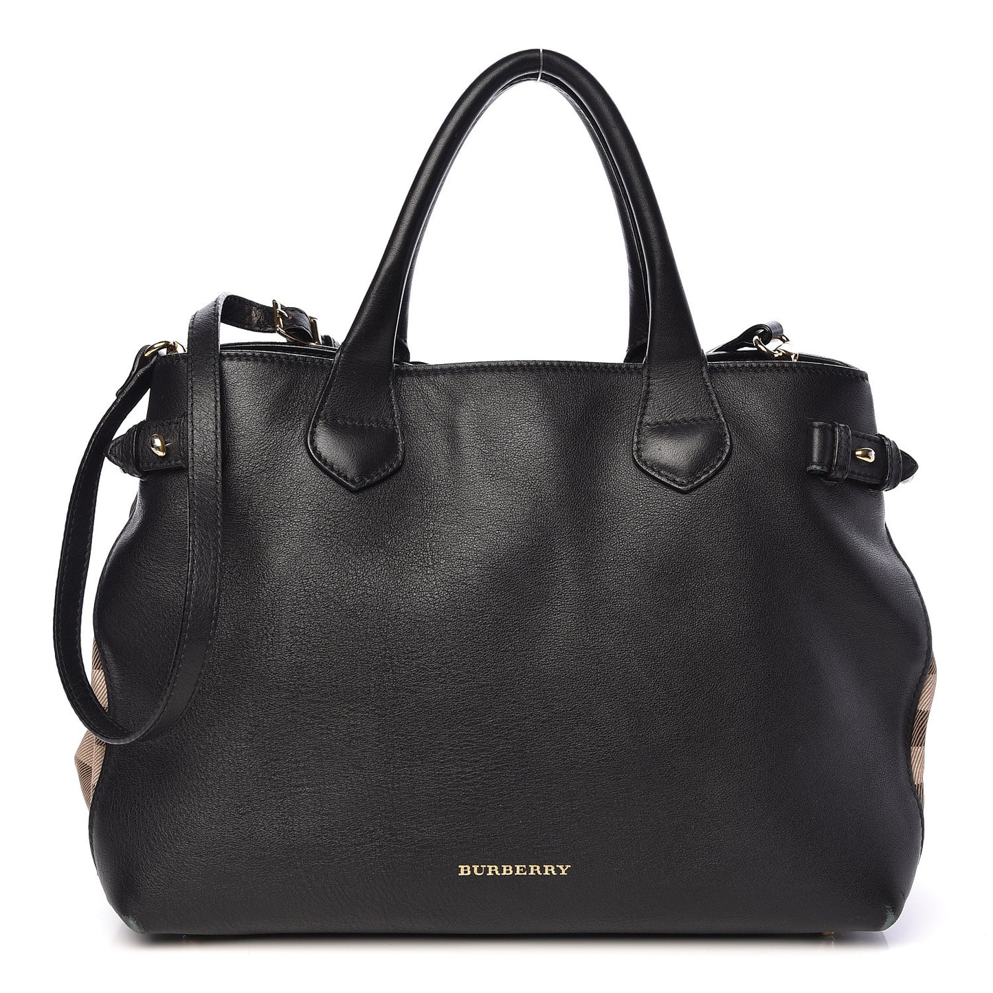 Smooth Calfskin Medium Banner Tote Black