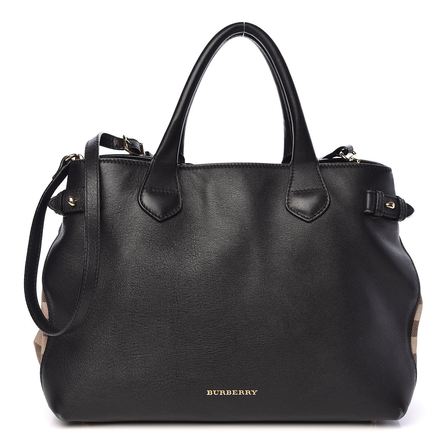 Burberry Smooth Calfskin Medium Banner Tote Black 1 of 16