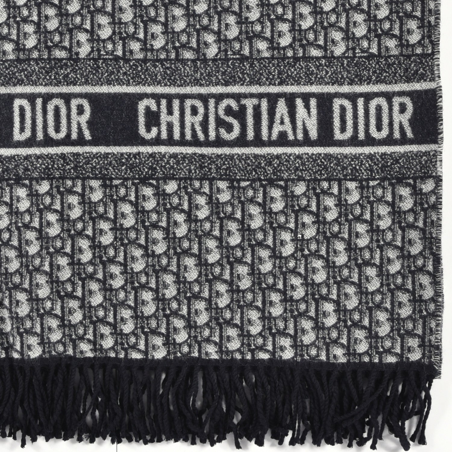 Christian Dior Cashmere Wool CD Oblique Throw Blanket Blue 3 of 4