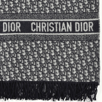 Christian Dior Cashmere Wool CD Oblique Throw Blanket Blue 3 of 4