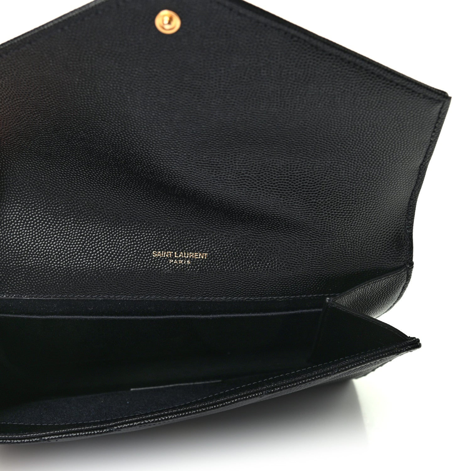 Saint Laurent Grain De Poudre Matelasse Chevron Monogram Envelope Clutch Black 5 of 7