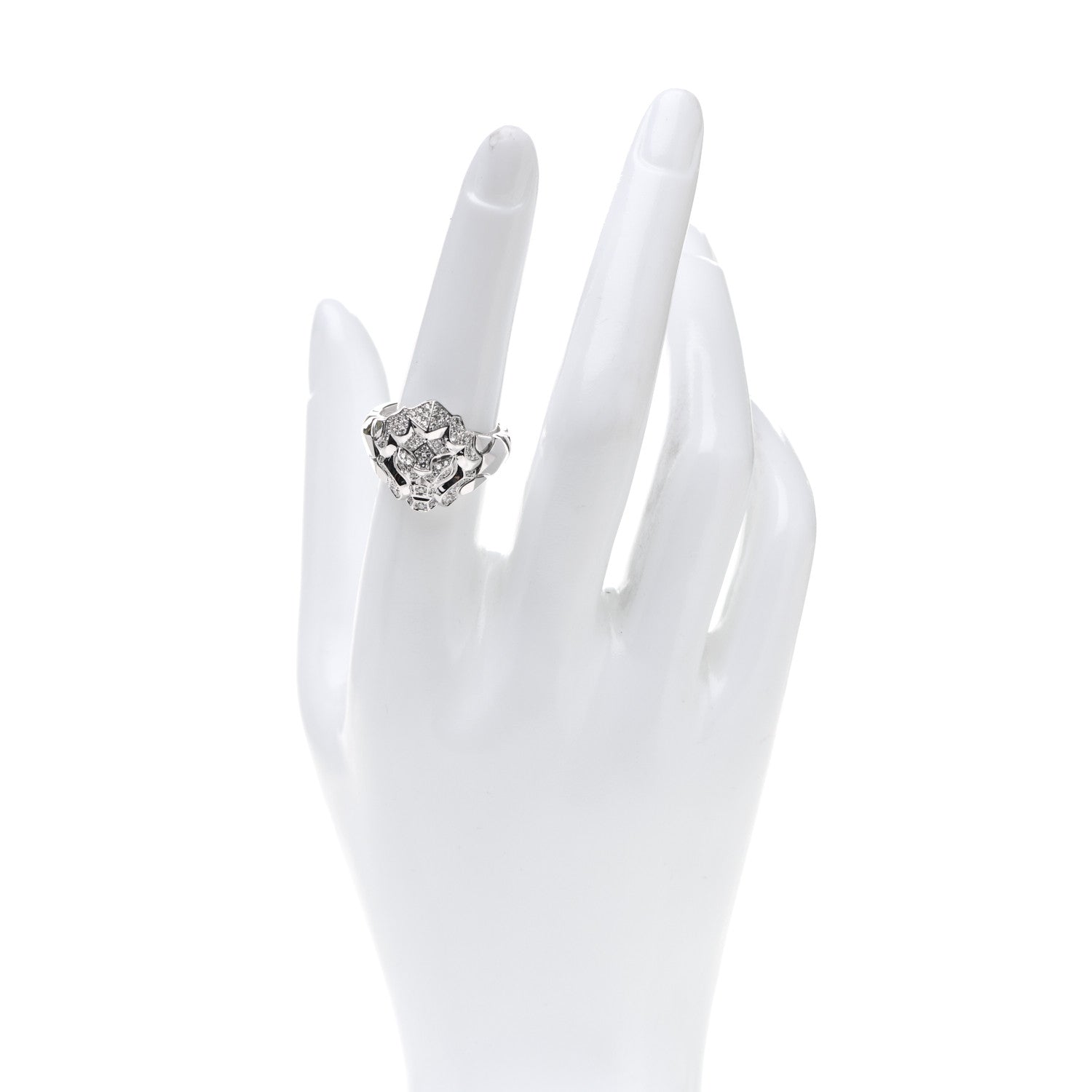 Chanel 18K White Gold Diamond Sous Le Signe Du Lion Ring 54 7 6 of 16