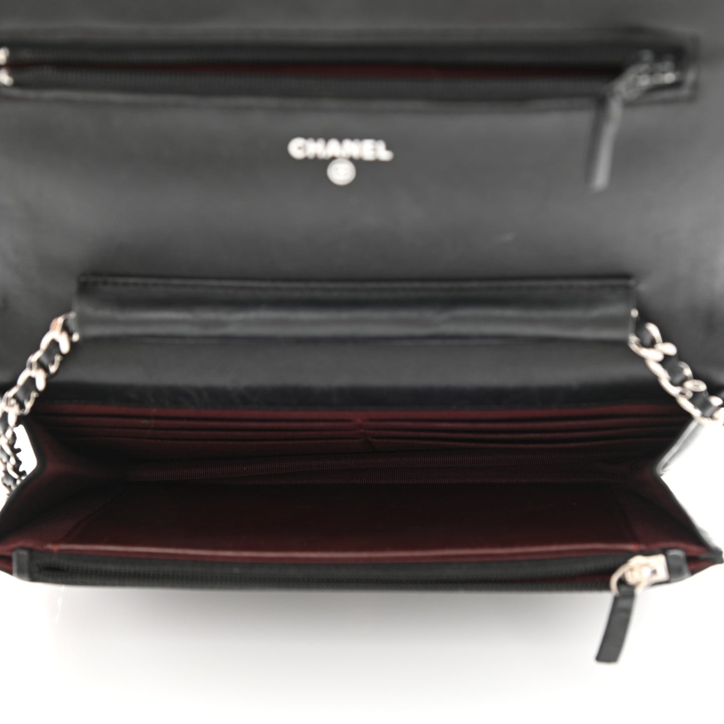 Lambskin Quilted Wallet On Chain WOC Black