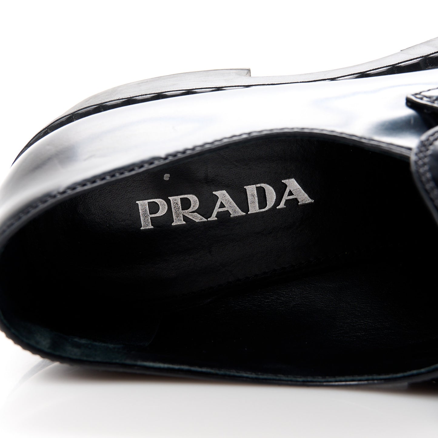 Spazzolato Metal Triangle Logo 50mm Loafers 40.5 Black