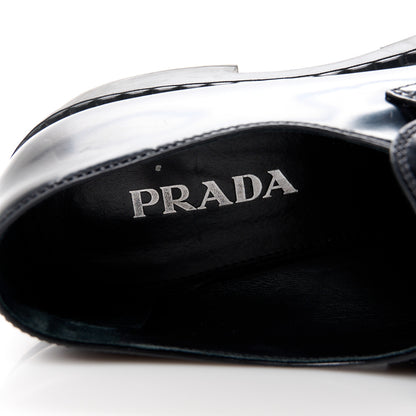 Prada Spazzolato Metal Triangle Logo 50mm Loafers 40.5 Black 7 of 11